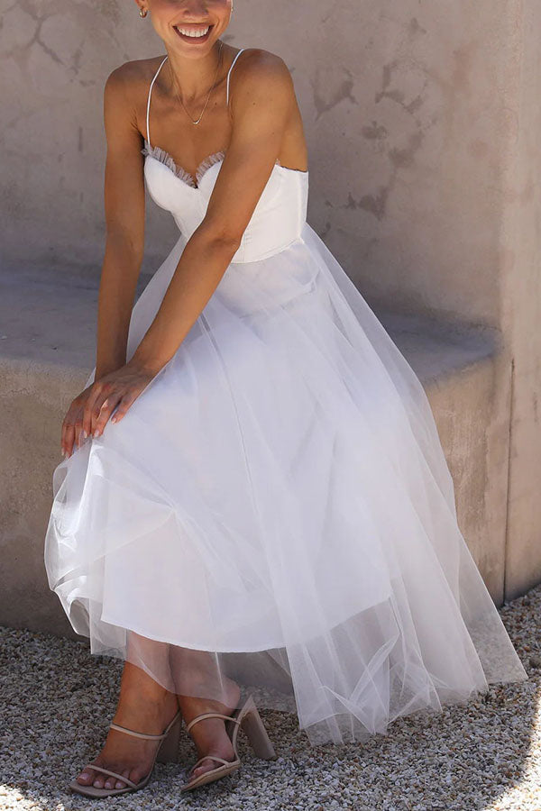 Moxi| Tulle Corset Dress with Spaghetti Straps