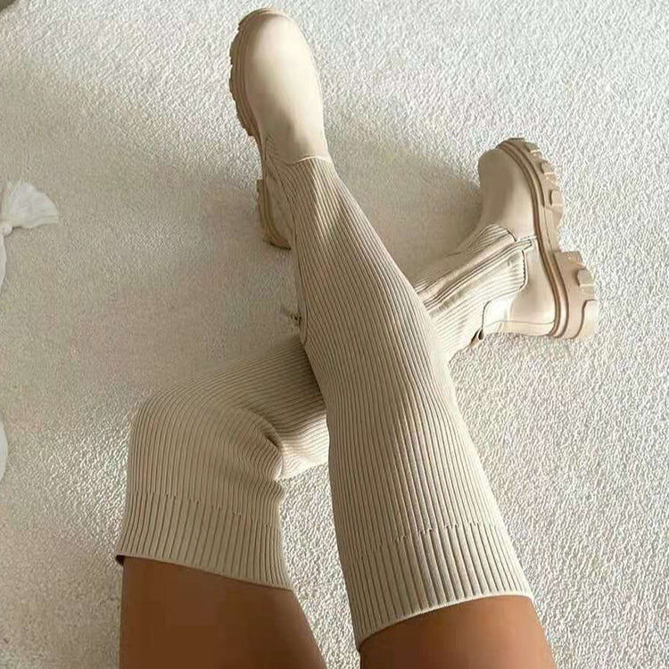 Trendy Stylish Women's Knee-High Boots with Zipper