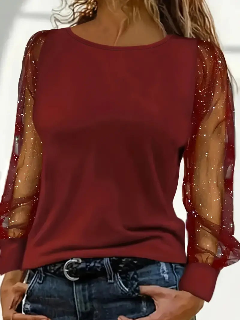 Amalia | Elegant Top with Glitter Sleeves