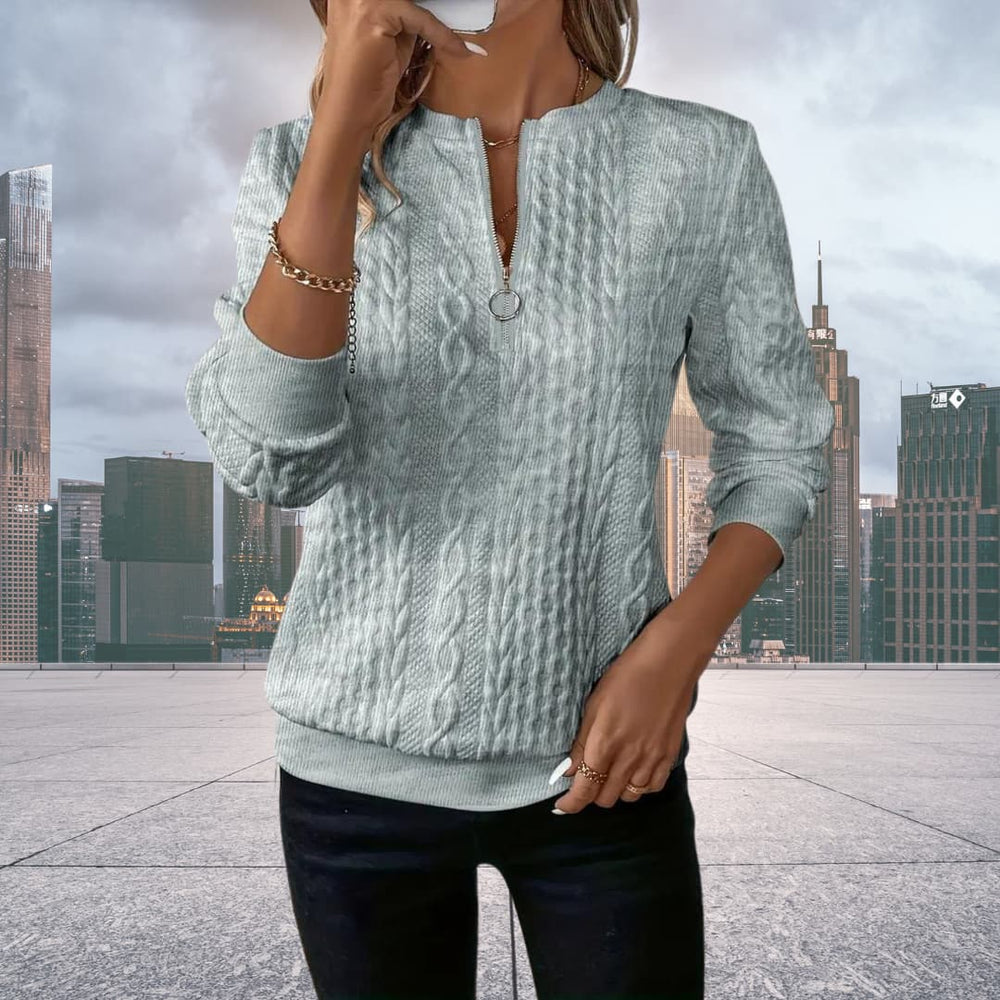 Pull femme tendance et confortable en maille avec fermeture éclair