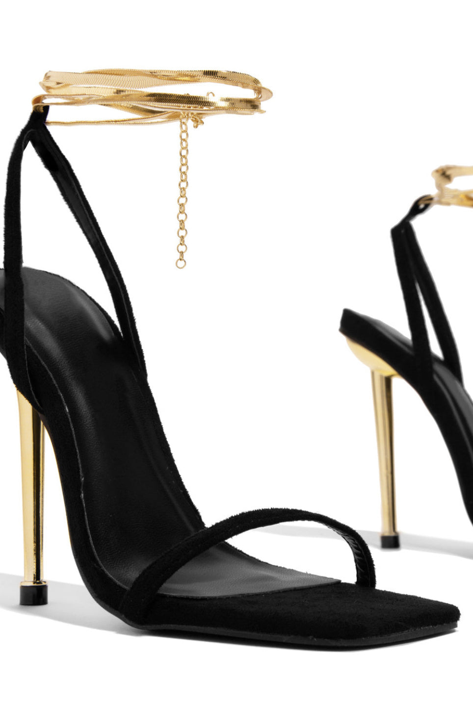 Luxe Dames Stiletto Sandalen met Enkelbandje en Gouden Hak