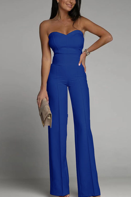 Trendy Strapless Jumpsuit Met Wijde Pijpen voor Vrouwen