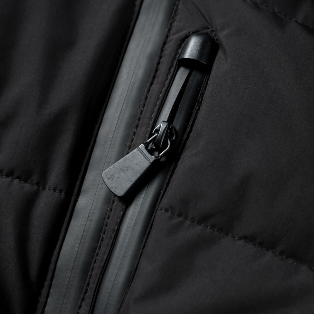 Warme Zwarte Dames Puffer Jas met Riem en Hoge Kraag