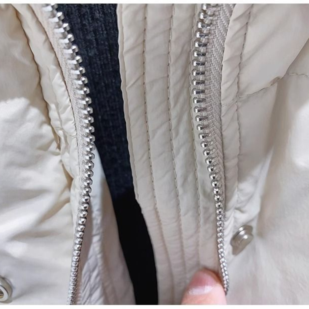 Oversized Dames Puffer Jas met Hoge Kraag en Rits