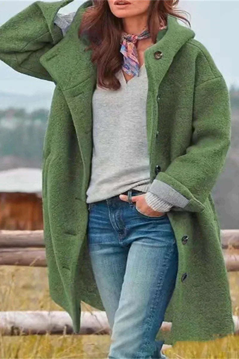 Oversized Dames Teddy Tussenjas met Capuchon en Knopen