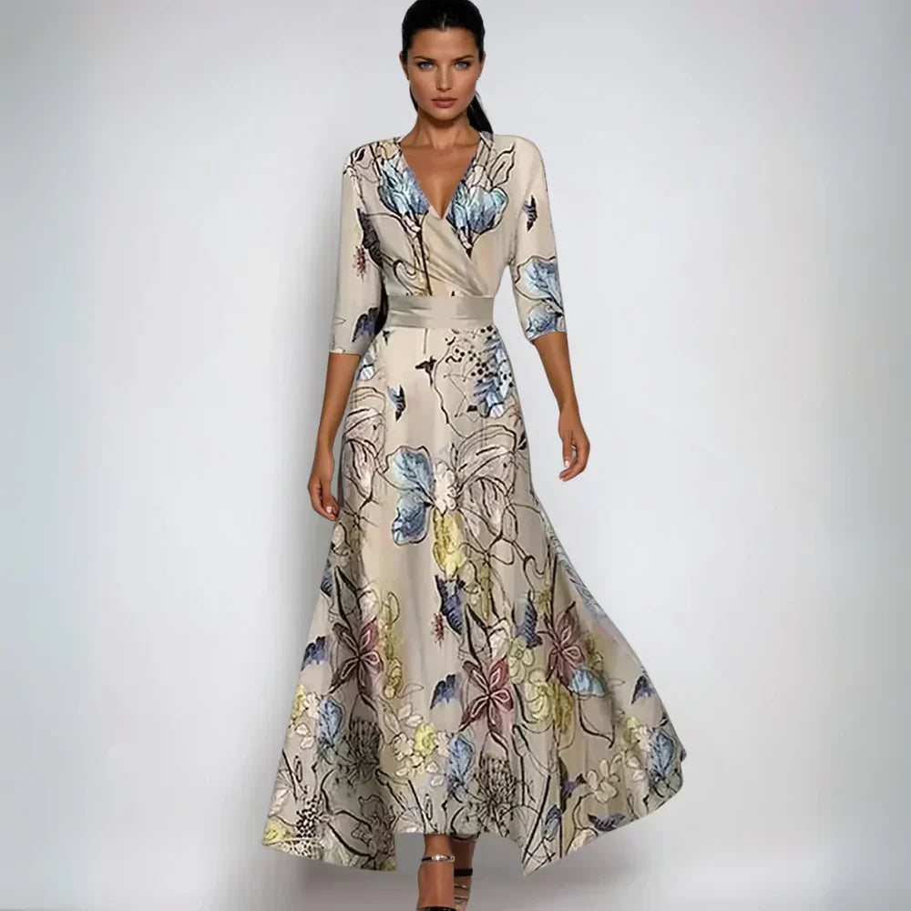 Bloemenprint Cocktailjurk In Maxi Lengte Met Wikkeldetail