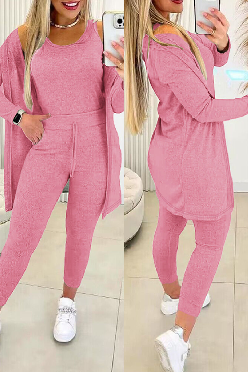 Warme Dames 3-delige Loungewear Set met Legging en Vest