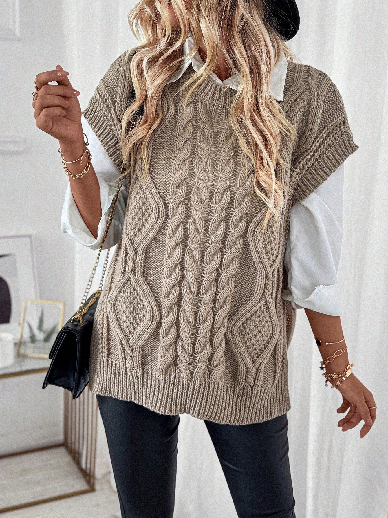 Trendy Comfortabel Dames Gebreid Gilet met Losse Pasvorm