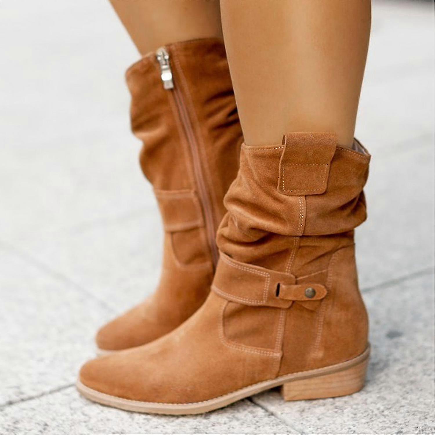 Trendy Comfortabele Dames Cowboy Enkellaarzen met Lage Hak