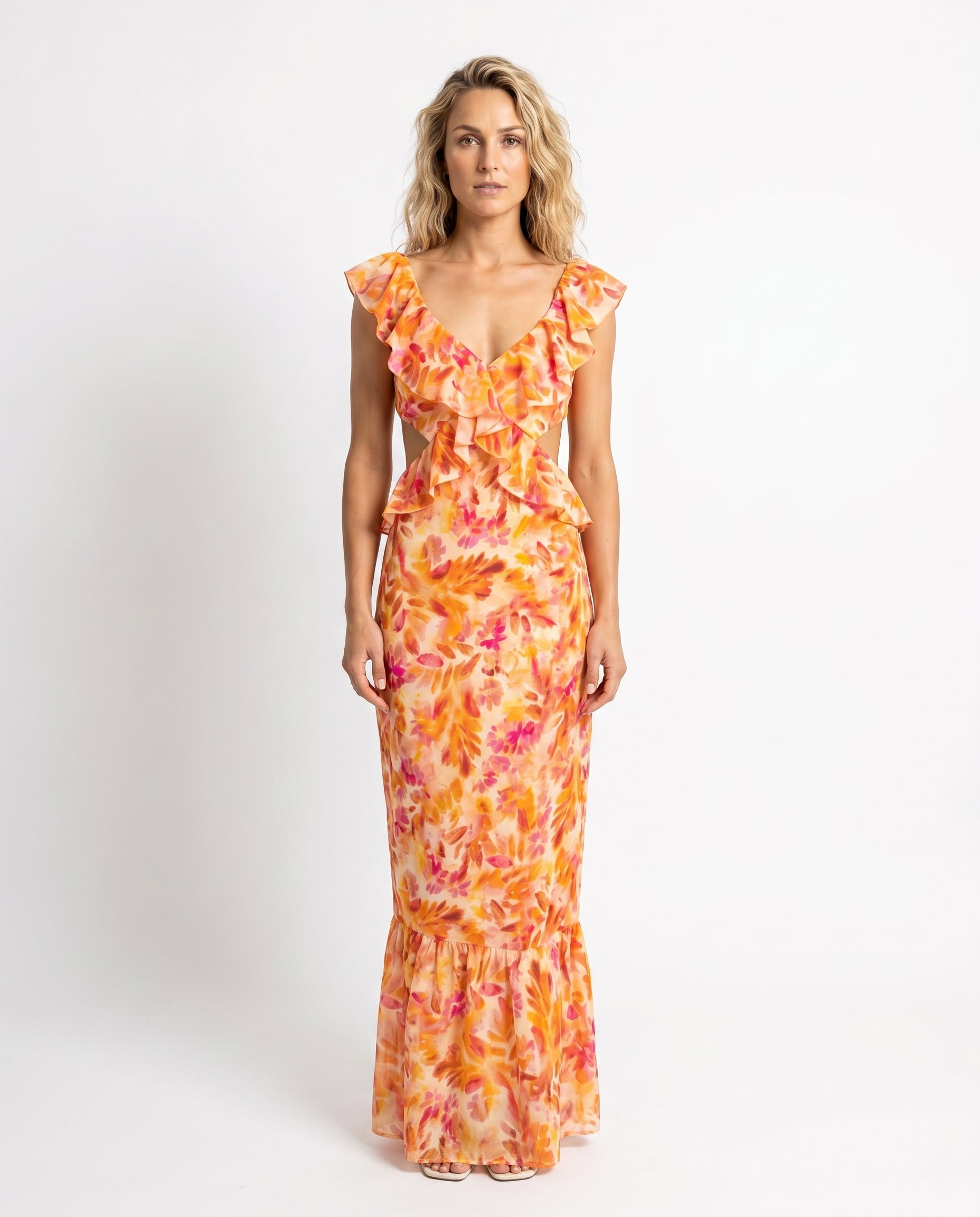 naomi-maxi-jurk-met-ruches-oranje-1