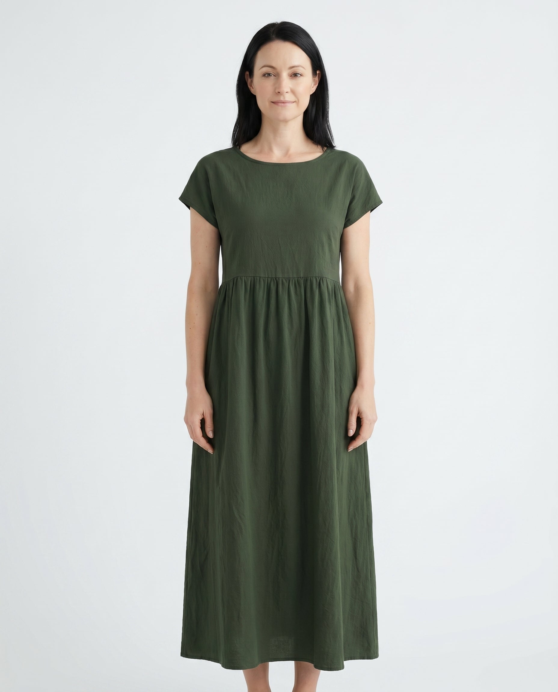 rose-midi-jurk-dames-olijfgroen-1