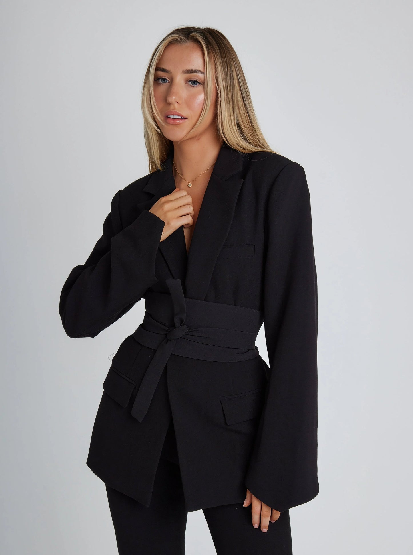 Elegante Dames Stijlvolle Blazer met Brede Ceintuur