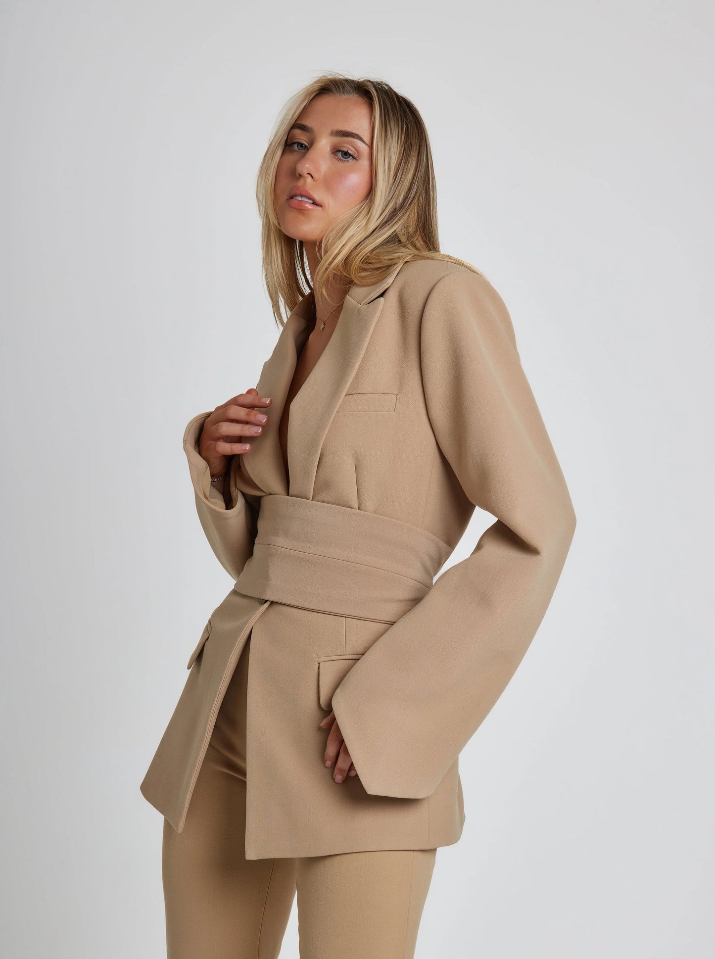 Elegante Dames Stijlvolle Blazer met Brede Ceintuur