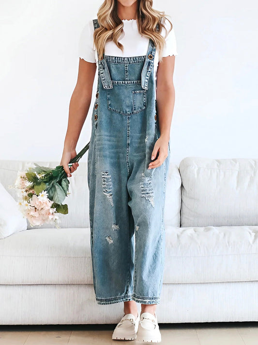 Comfortabele oversized jumpsuit met vintage denim look