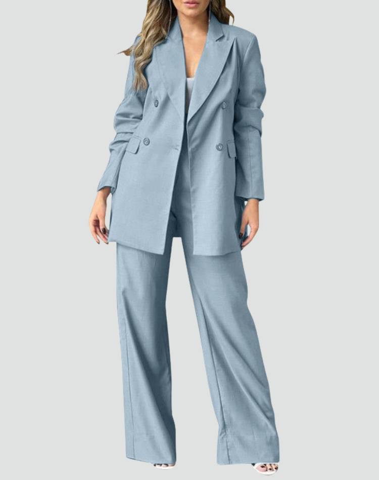 Ensemble blazer bleu élégant pour femmes avec pantalon et gilet