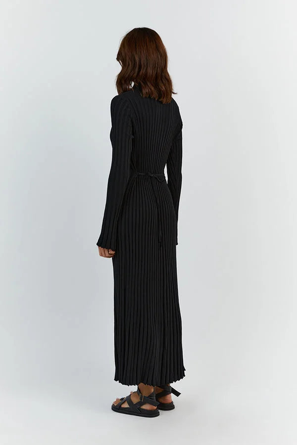 Camelia | Gebreide Maxi Jurk met Lange Mouwen