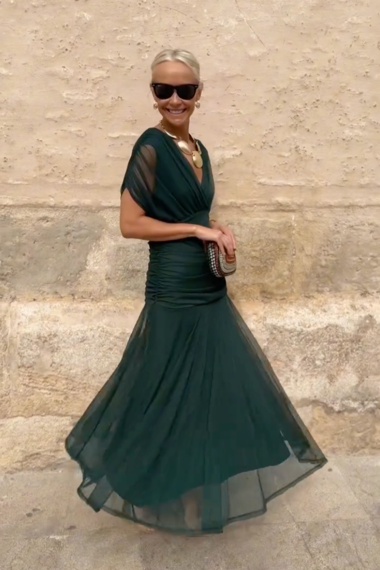 Robe maxi épaules dénudées élégante pour femmes avec coupe aérienne