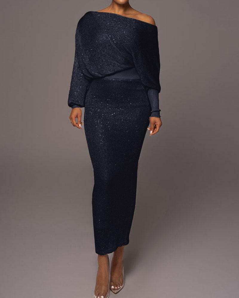Zoey | Off-Shoulder Glitter Dress