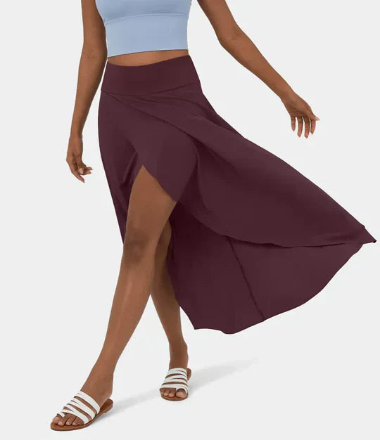 Luchtige Zomer Midi Rok Met Hoge Taille En Split Voor Dames
