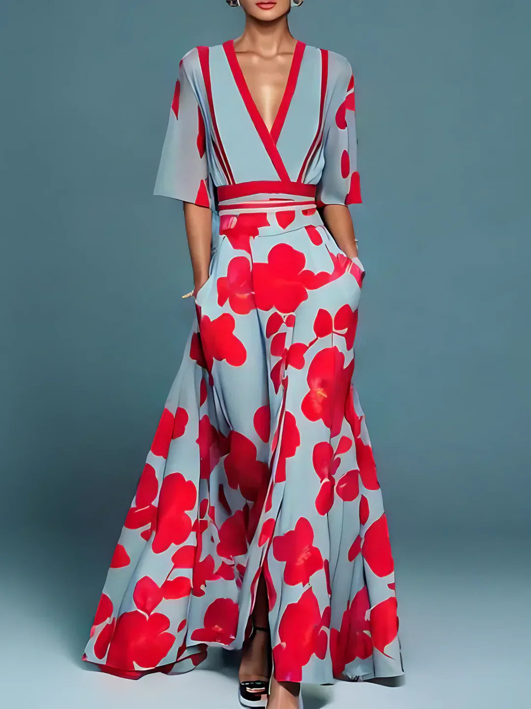 Rhylee | Elegant Floral Print Maxi Dress Galajurk