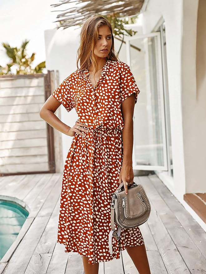 Kaelyn | Vrouwelijke Dotted Midi Jurk