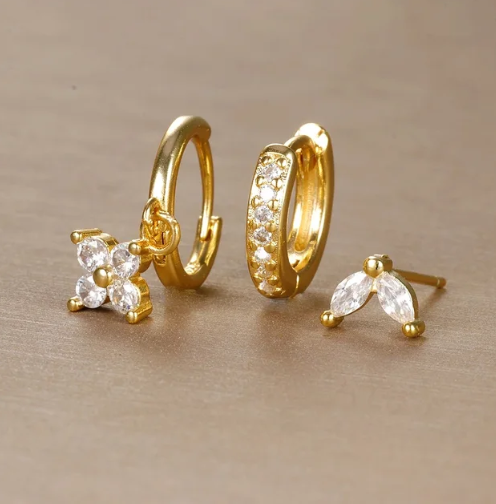 Gold Earring Set with Stylish Accents