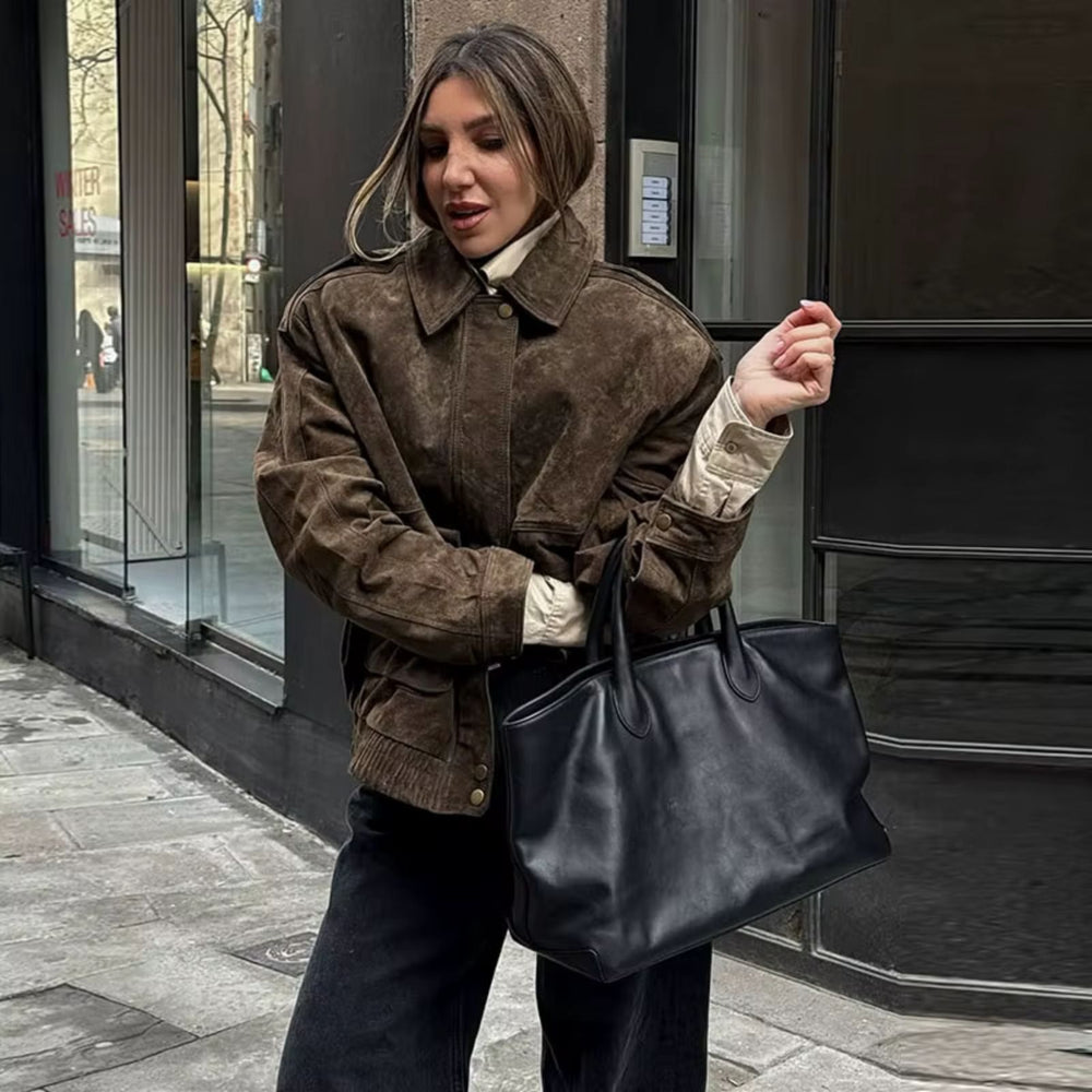Shaheeda | Oversized Suede Jacket