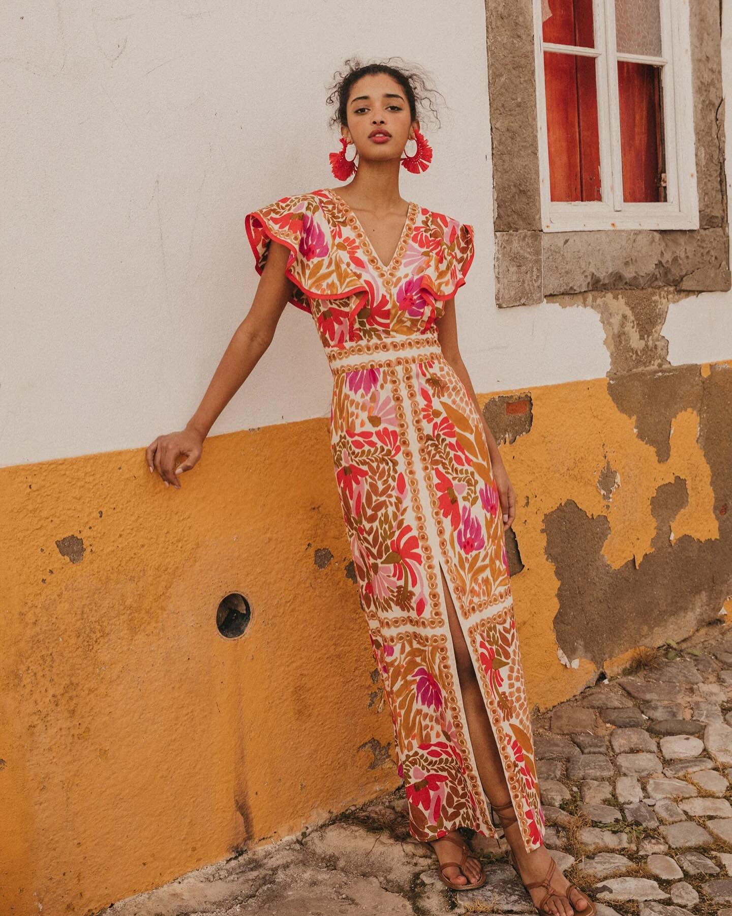 Marinka | Boho Maxi Jurk met Tropische Print