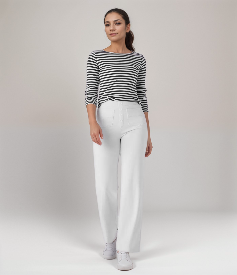 Scarlette | High-Waist Wide-Leg Broek – Wit