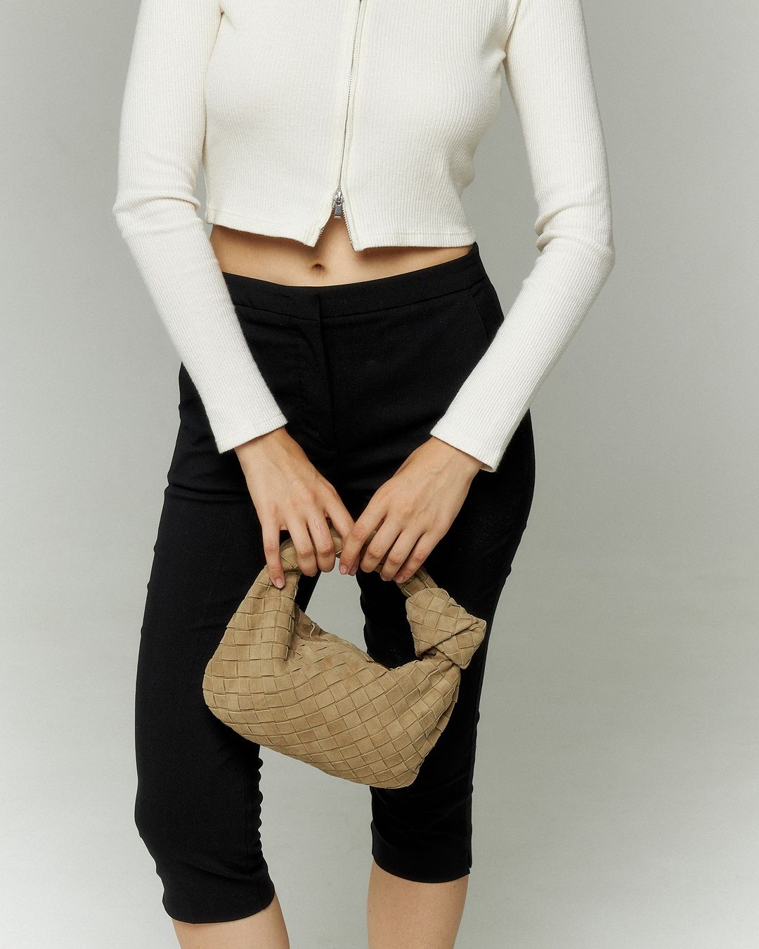 Therese | Woven Beige Leather Handbag