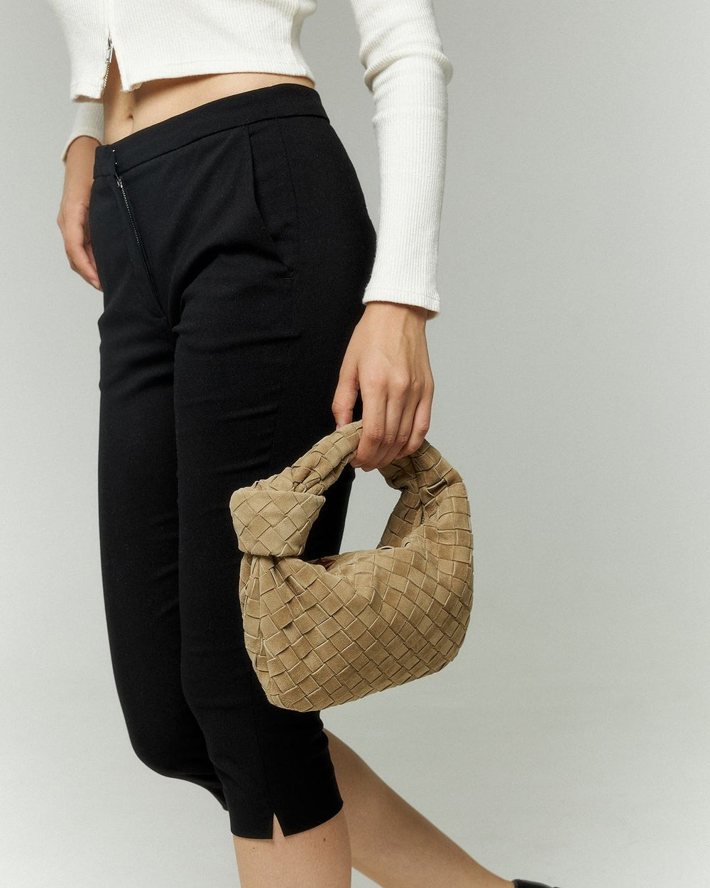 Therese | Woven Beige Leather Handbag