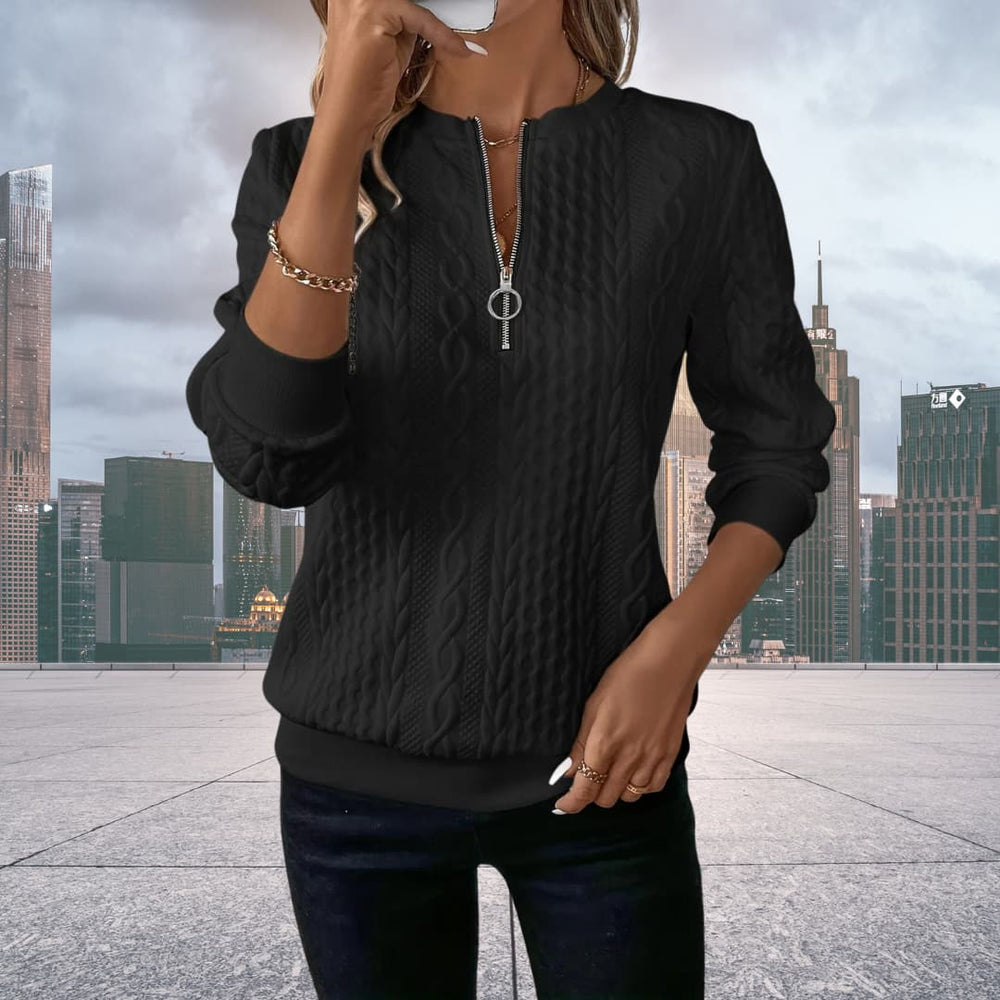 Pull femme tendance et confortable en maille avec fermeture éclair