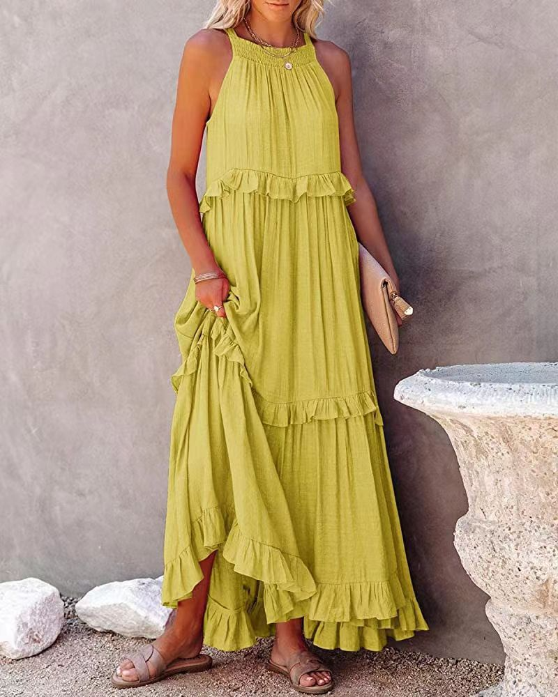 Claina | Zomerse Ruffle Maxi Jurk met Boho Charme