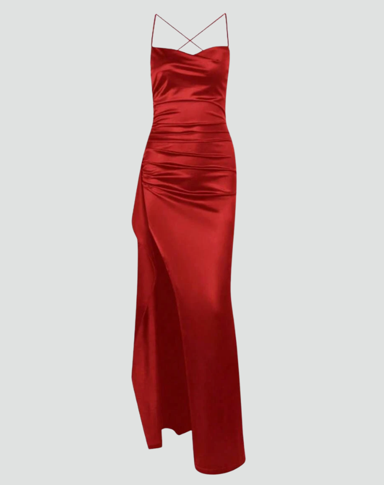 Elegante verfijnde dames avond jurk met split