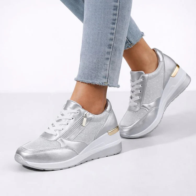 Dames Sleehak Lichtgewichte Sneakers met Vetersluiting