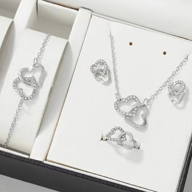 Silke | Hartvormige Sieradenset met Strass