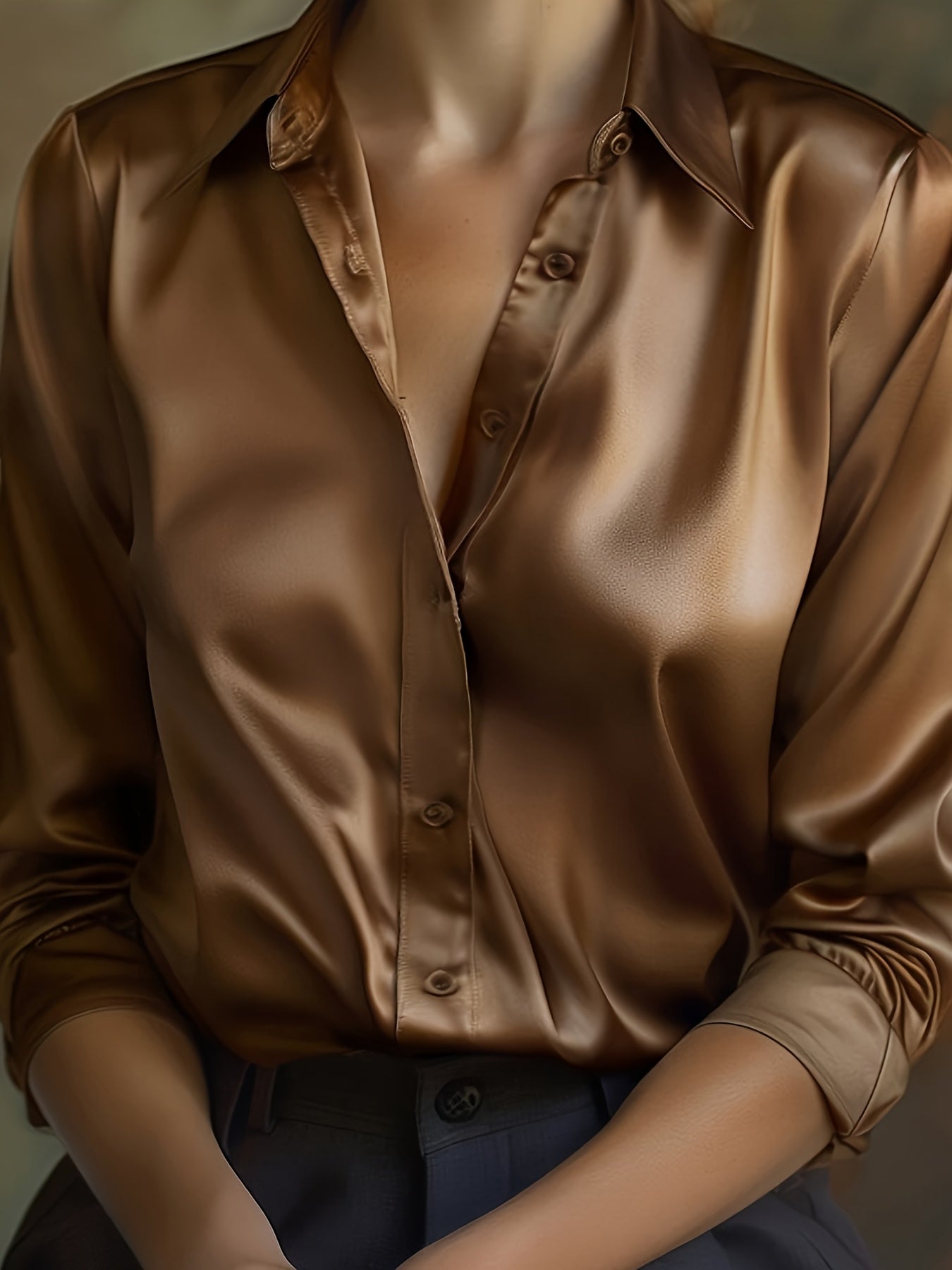 Elegante Dames Blouse met Klassieke Kraag en Lange Mouwen
