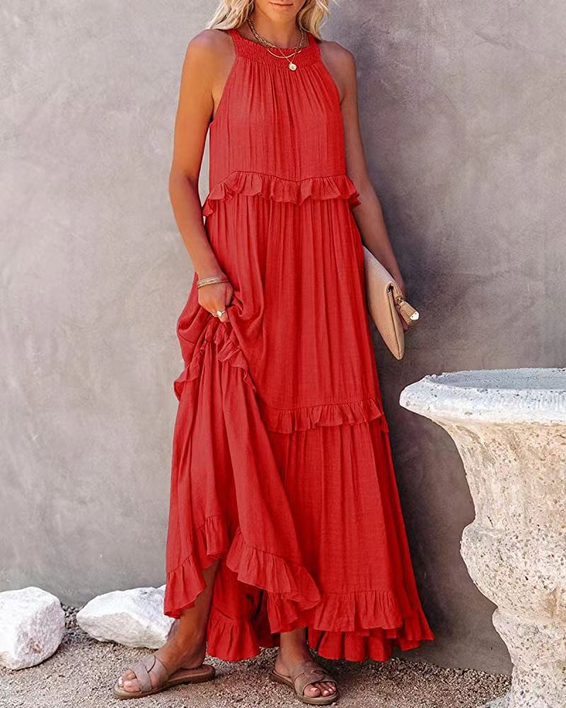 Claina | Zomerse Ruffle Maxi Jurk met Boho Charme