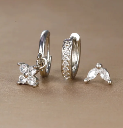 Gold Earring Set with Stylish Accents