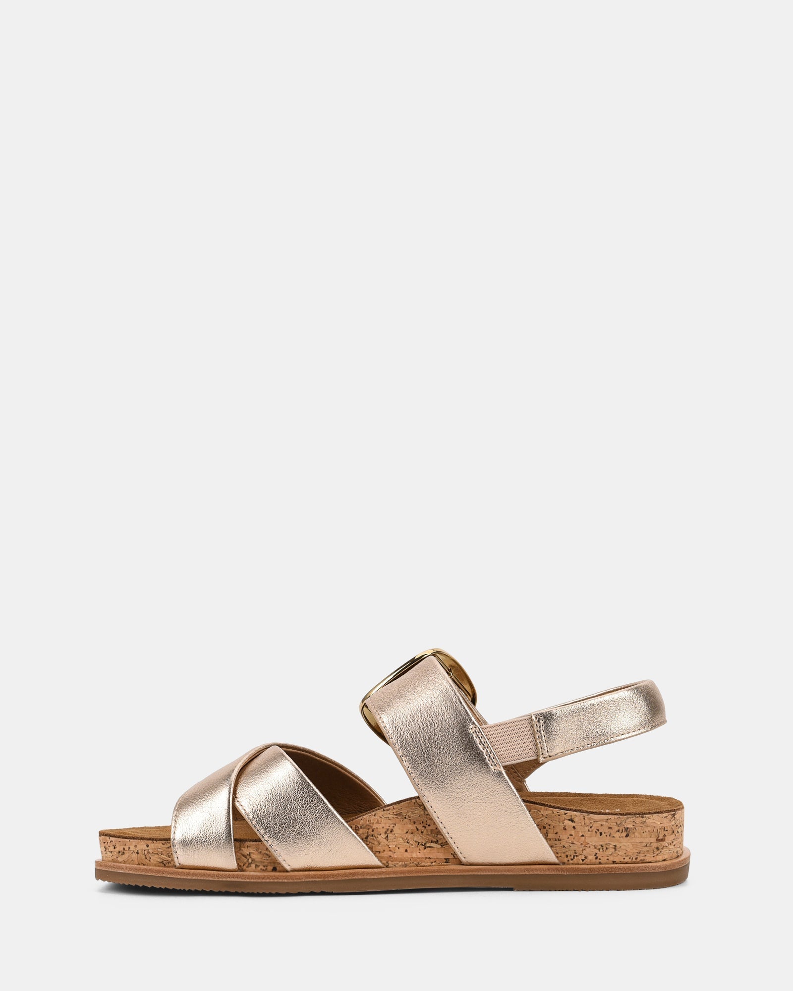 Goud Zomerse Dames Sandalen met Kruisband en Gouden Gesp