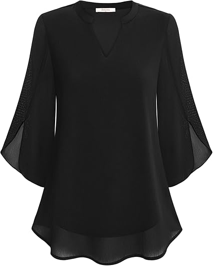 Luxe Dames Blouse met V-Hals en Losvallende Mouwen