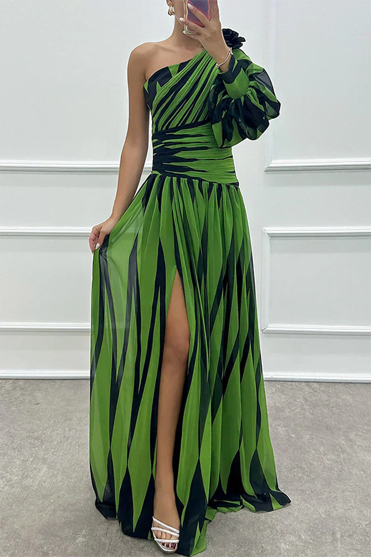 One Shoulder Gala Maxi Jurk Met Split