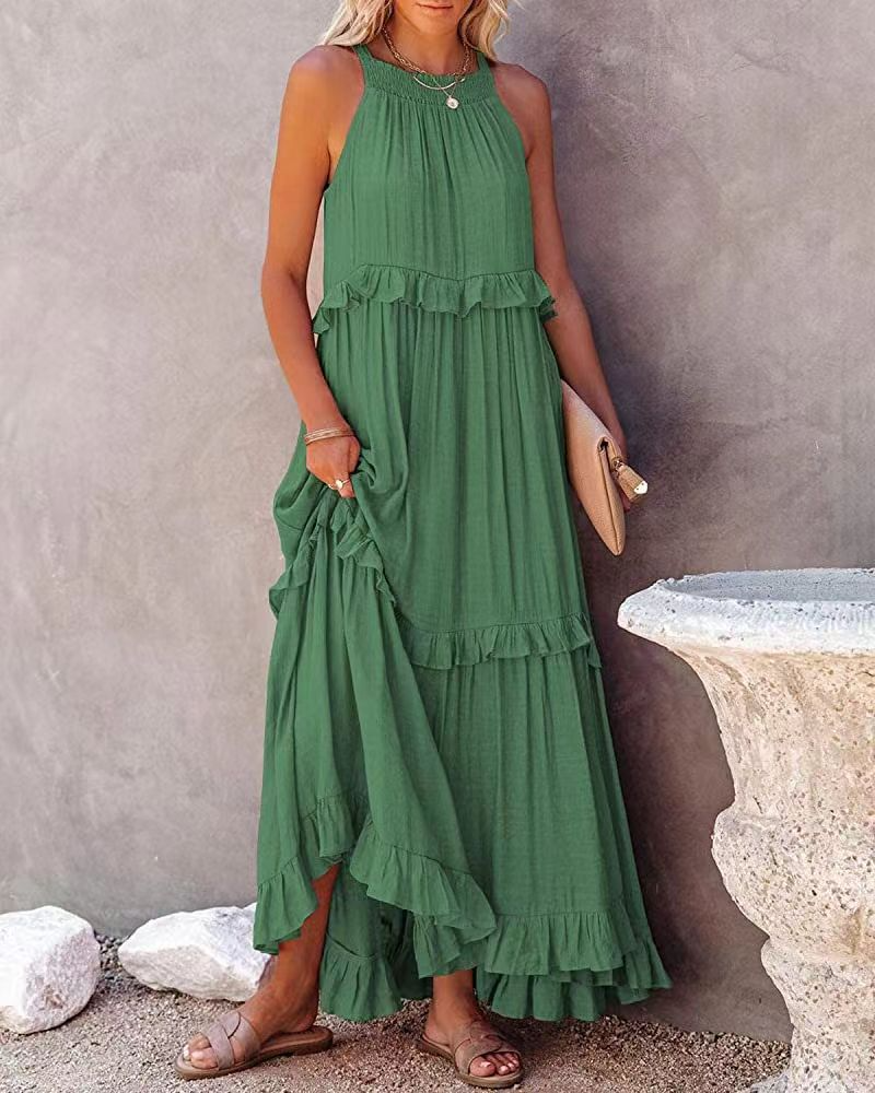 Claina | Zomerse Ruffle Maxi Jurk met Boho Charme