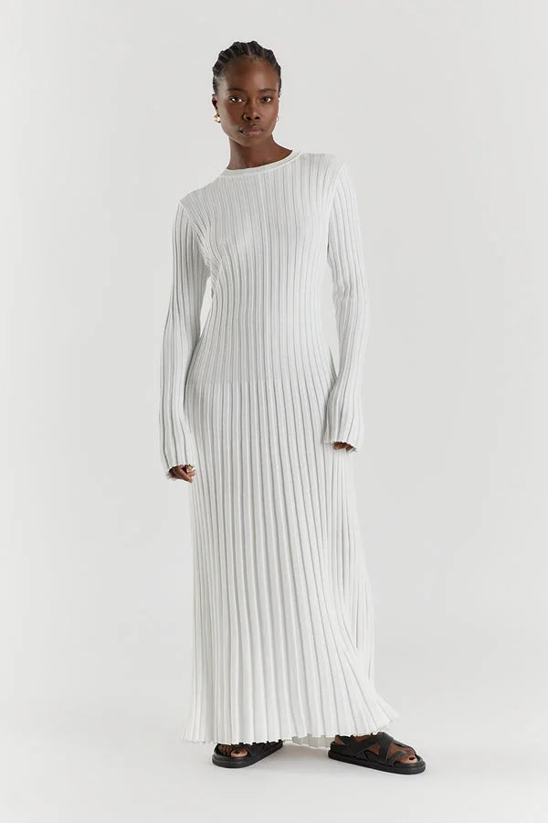 Camelia | Gebreide Maxi Jurk met Lange Mouwen
