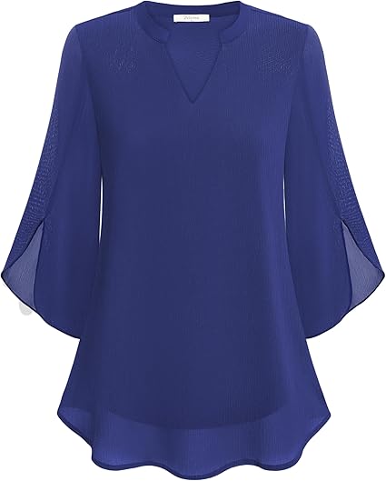 Luxe Dames Blouse met V-Hals en Losvallende Mouwen