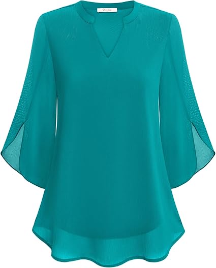 Luxe Dames Blouse met V-Hals en Losvallende Mouwen