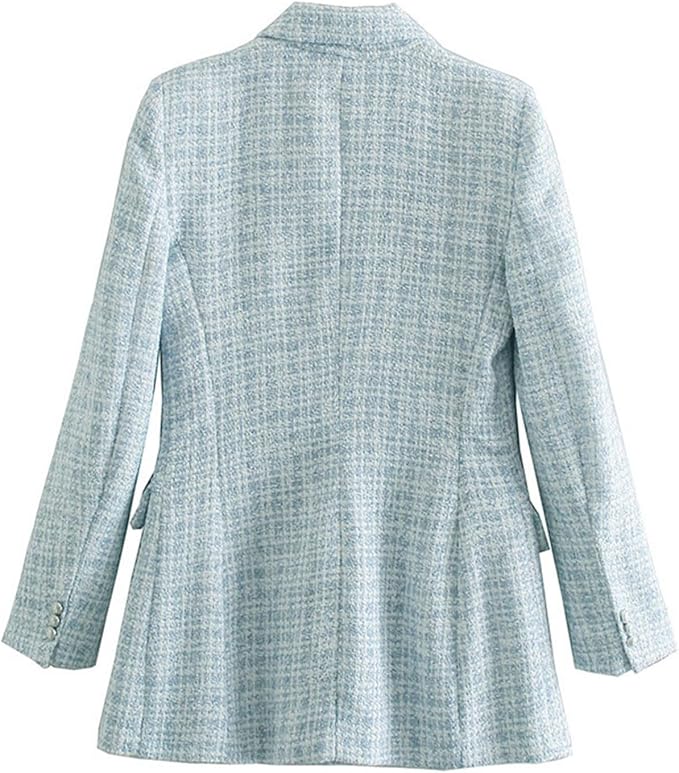 Stijlvolle Lichtblauw Dames Blazer met Knoopsluiting