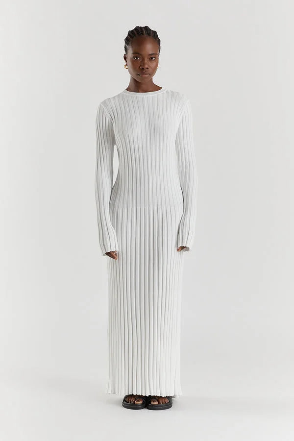 Camelia | Gebreide Maxi Jurk met Lange Mouwen
