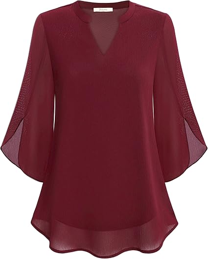 Luxe Dames Blouse met V-Hals en Losvallende Mouwen