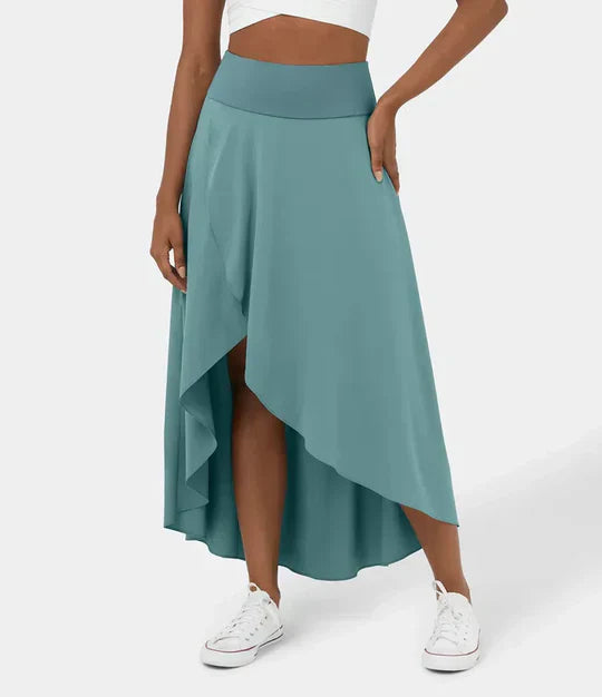 Luchtige Zomer Midi Rok Met Hoge Taille En Split Voor Dames